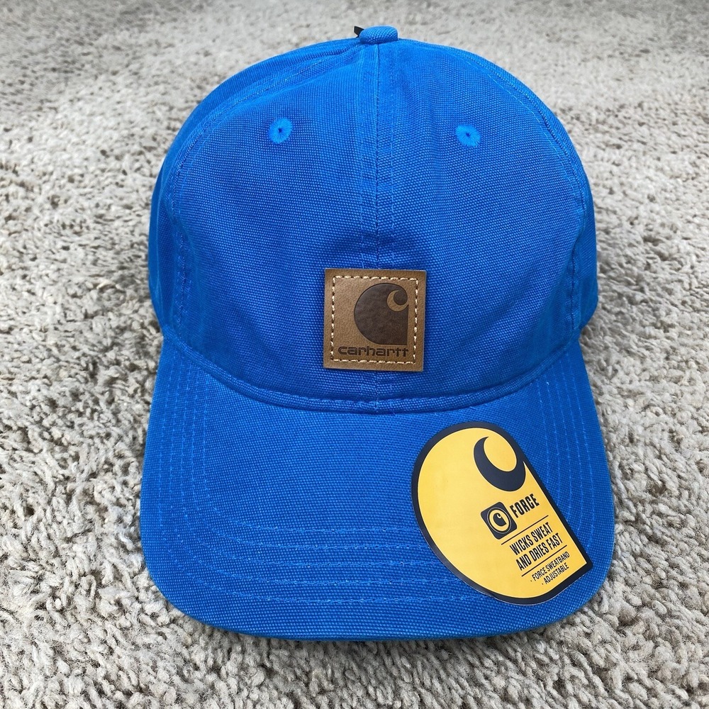Carhartt Force Odessa Canvas Logo‎ Hat/Cap Marine Blue Adjustable Strapback NWT